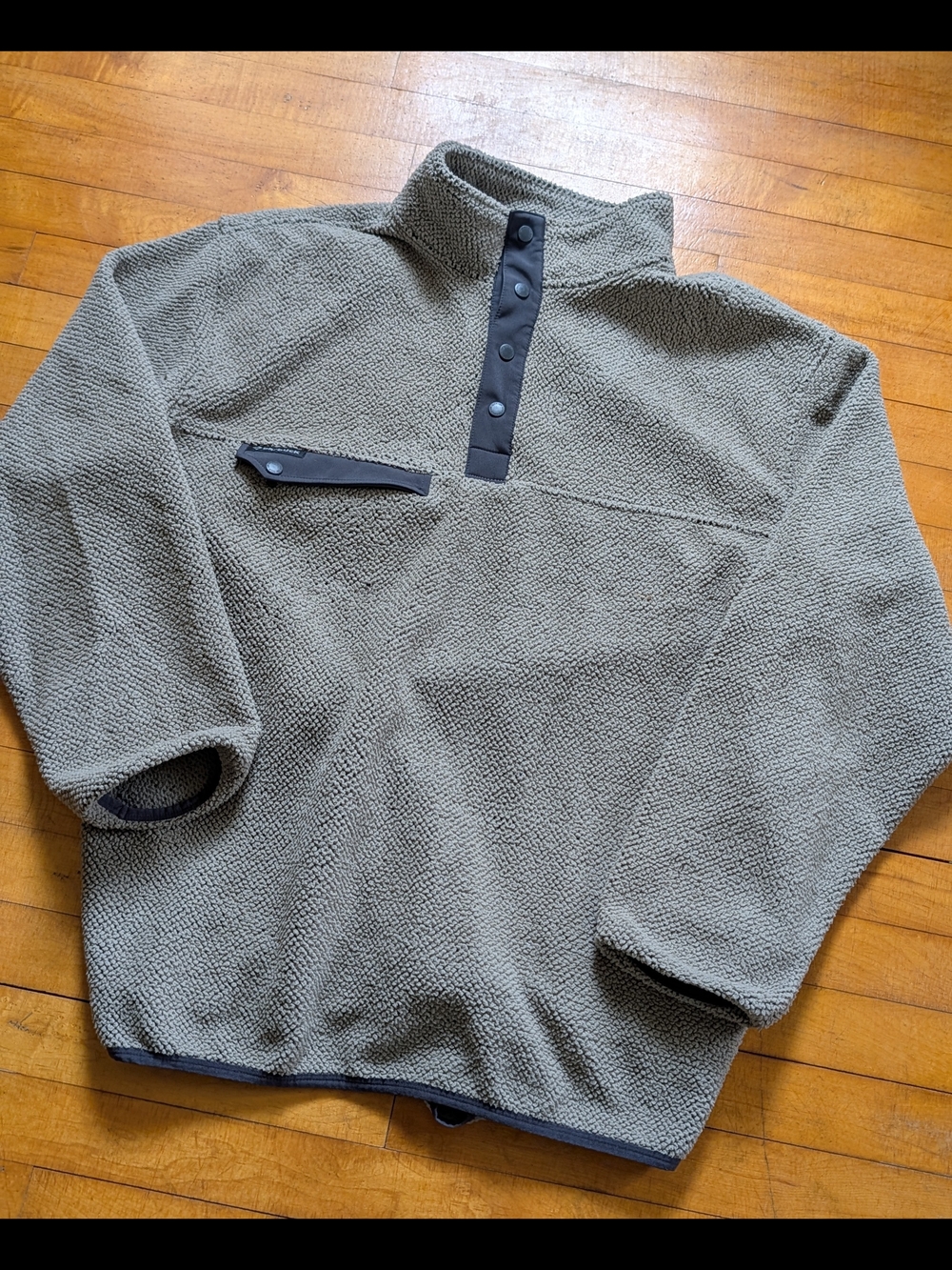 Dri-DuckMen's Tan/Gray Zip-Front Sherpa Pullover 1/4 Snap Sweater